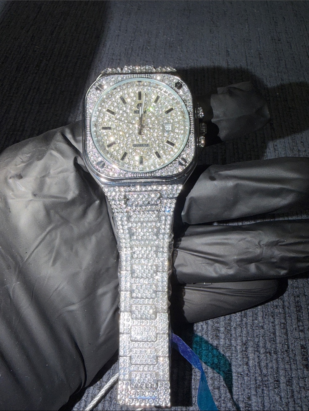 Diamond-Style Quartz Men's Watch - Silver Crystal